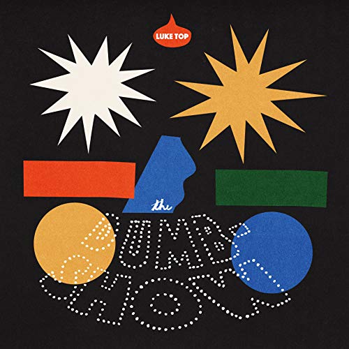 The image is a vinyl album cover with abstract shapes on a black background.