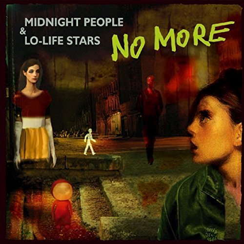 CD cover with figures in a surreal, shadowy urban landscape.