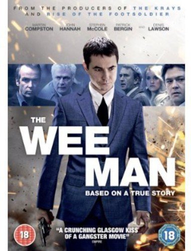 DVD cover for "The Wee Man," featuring a man in a suit and multiple faces.