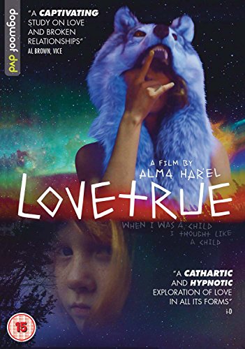 DVD cover for "Lovetrue" featuring a person in a blue bear costume.