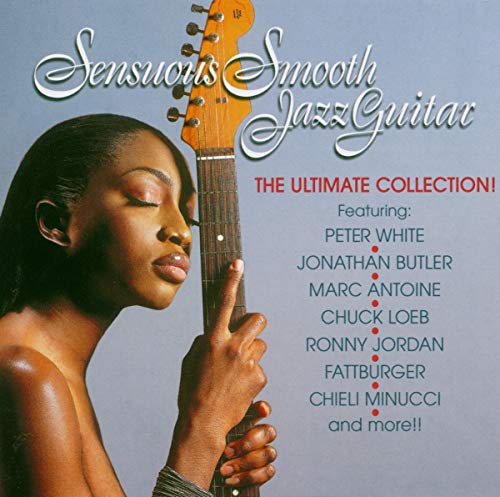 CD cover featuring a woman with a guitar neck and jazz artist names.