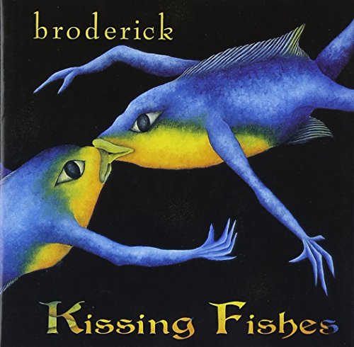 "CD cover art featuring two blue and yellow fish kissing on a black background."