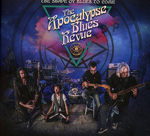 "CD cover with band members playing instruments, surrounded by a mystical, starry background."