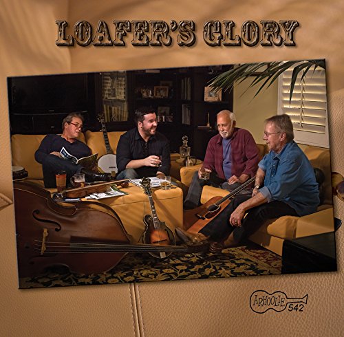 "CD cover with four men on a couch holding instruments, titled 'Loafers' Glory'."