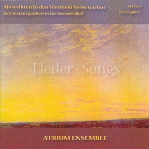 "CD cover with yellow and purple sky, 'Atrium Ensemble' and 'Lieder-Songs' text."