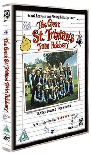 DVD case for "The Great St Trinian's Train Robbery" with a group photo on the cover.