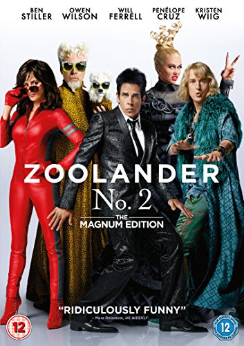 Zoolander 2 DVD cover featuring six actors in exaggerated fashion poses.