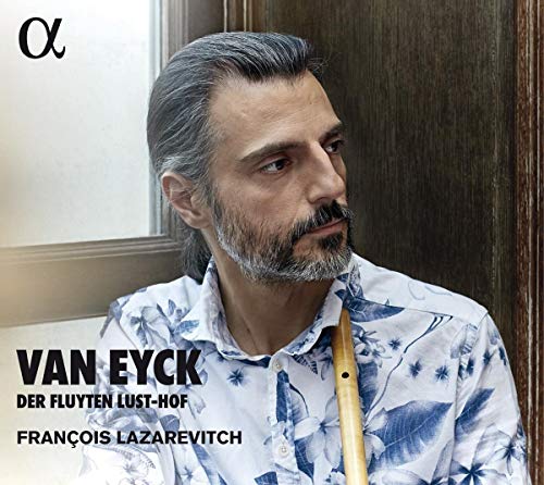 François Lazarevitch with a recorder, album cover for "Van Eyck.