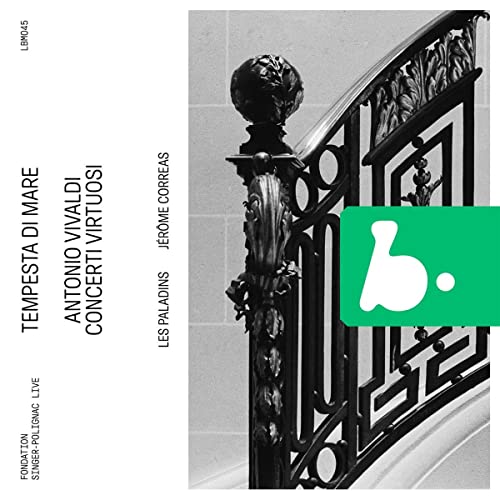 CD cover: Baroque balustrade detail, text listing composers Vivaldi & Correas.