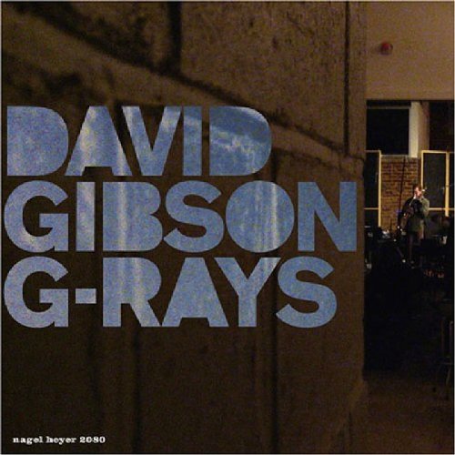 "Album cover with 'DAVID GIBSON G-RAYS' text on a dimly lit concrete background."