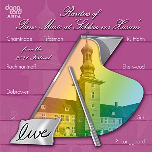 CD cover: castle image with piano keys, text listing composers’ names.