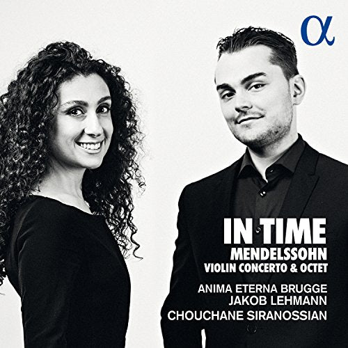 Black and white album cover featuring a man and woman, with text overlay.