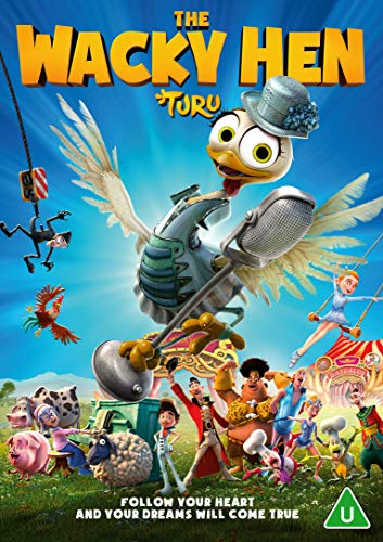 DVD cover featuring a cartoon hen with various animals and people in a field.