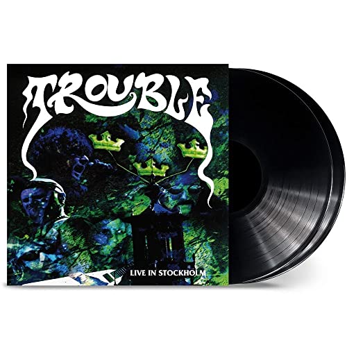 Trouble "Live In Stockholm" vinyl record with dark, surreal album art.