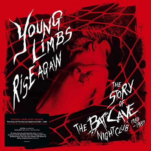 Vinyl album cover: a man’s back against wire, red background, white text.
