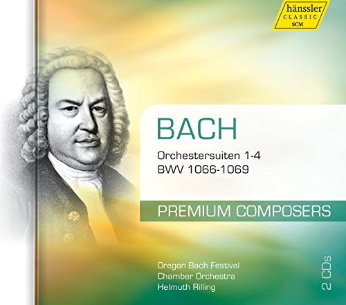 CD cover featuring Bach's portrait, green and yellow background, and text details.