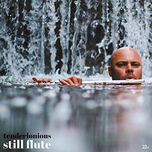 Man playing flute submerged in water, album cover for Tenderlonious’ Still Flute.