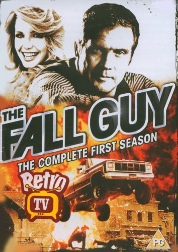 DVD cover for "The Fall Guy" Season 1, featuring a man and woman above a crashing van.