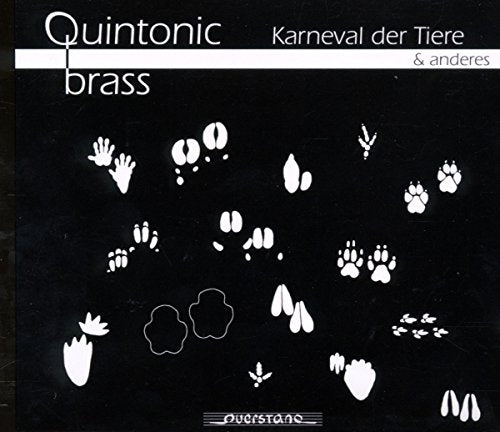 Black album cover with white animal footprints and text "Quintonic brass" and "Karneval der Tiere".