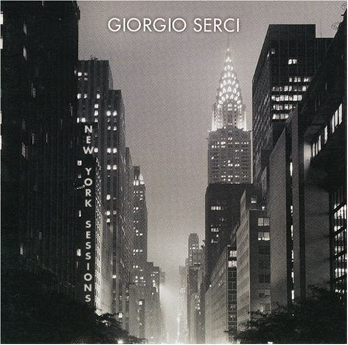 "Black and white cityscape album cover with 'New York Sessions' text on a skyscraper."