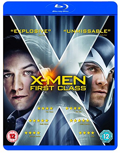 "Blu-ray case for 'X-Men: First Class' with two men's faces and 'X' symbol."