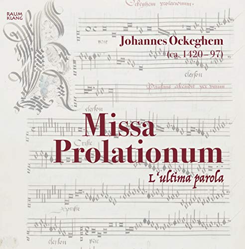 CD cover for Johannes Ockeghem's "Missa Prolationum" with musical notation.