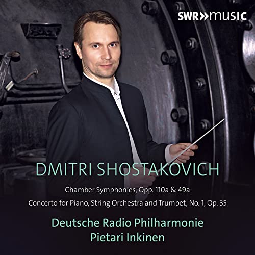 CD cover featuring conductor Pietari Inkinen and composer Dmitri Shostakovich.