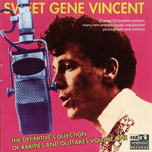 Gene Vincent CD cover: singer at a vintage microphone, pink background.