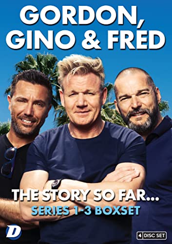 DVD cover featuring Gordon Ramsay, Gino D'Acampo, and Fred Sirieix against a blue sky.