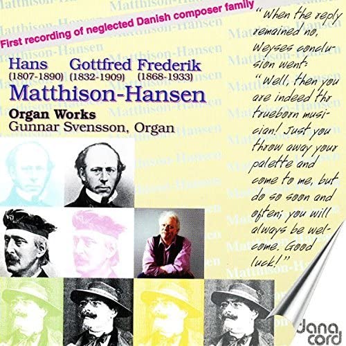 CD cover for "Matthison-Hansen: Organ Works" featuring portraits and text.