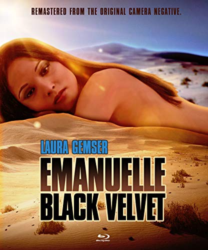 Blu-ray cover for "Emanuelle: Black Velvet" featuring Laura Gemser lying down.