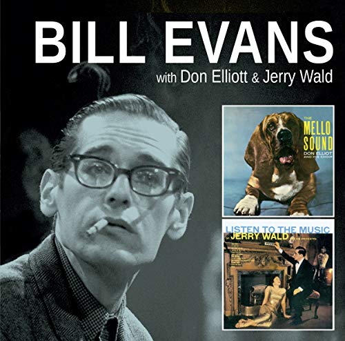 Bill Evans CD cover with portrait, dog, and couple imagery.