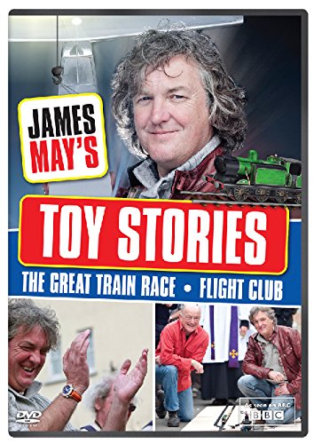 James May’s “Toy Stories” DVD cover featuring May, trains, and smaller inset photos.