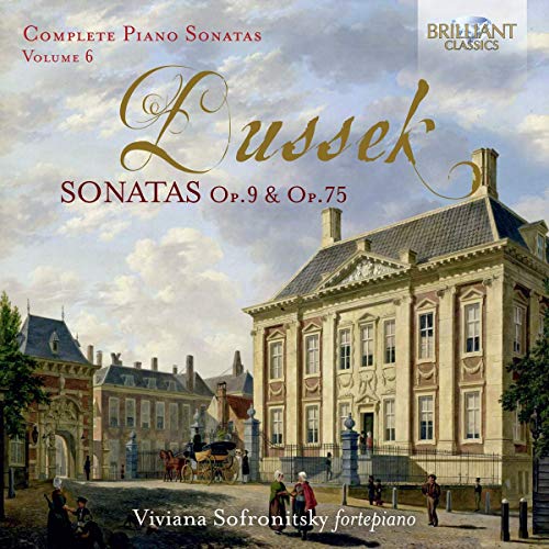 CD cover featuring a 19th-century estate scene with "Dussek" in gold script.