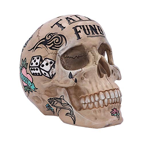 Nemesis Now Natural Bone Coloured Traditional, Tribal Tattoo Fund Skull, Polyresin, One Size