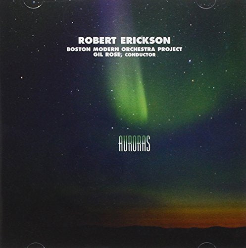 "Album cover featuring a green aurora borealis in a starry night sky."