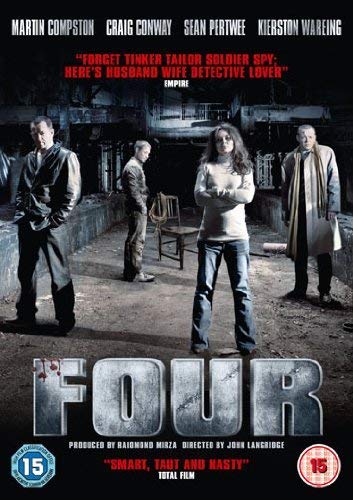 DVD cover for "Four" featuring four figures in a bleak, urban setting.