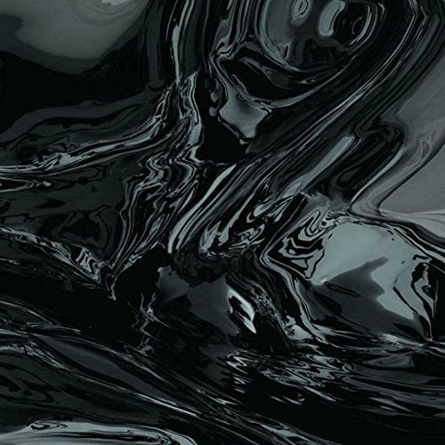 The image depicts a dark, abstract design with swirling patterns. Alt text: "Dark, abstract background with swirling black and grey patterns."