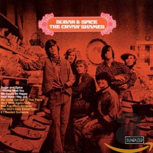 1960s band portrait with red and orange tones, CD packaging.