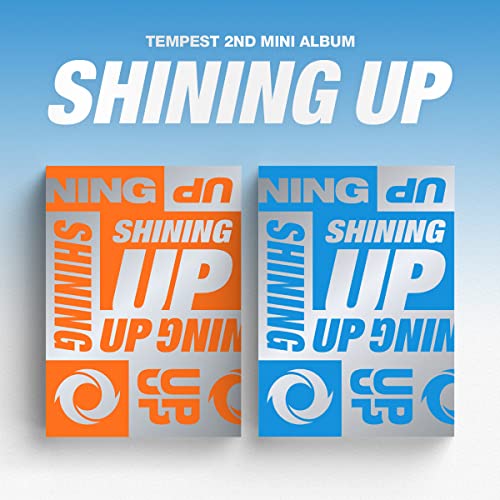 Album cover for Tempest’s “Shining Up” with repeating text and logos.