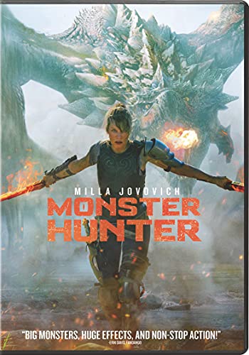 DVD cover for "Monster Hunter" featuring a woman facing a large monster.