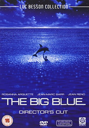 DVD cover for “The Big Blue” featuring a dolphin leaping from blue water.