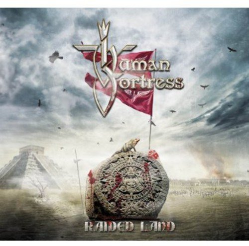 CD cover: Aztec stone, red flag, stormy sky, and band logo "Human Fortress".