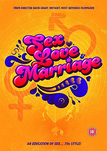 DVD cover for "Sex Love Marriage" with pink and blue text on orange background.