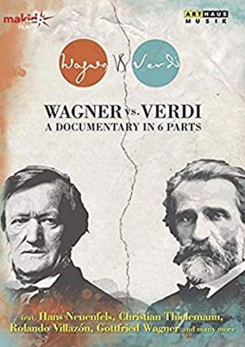 DVD cover for "Wagner vs. Verdi" documentary, featuring portraits of the two composers.