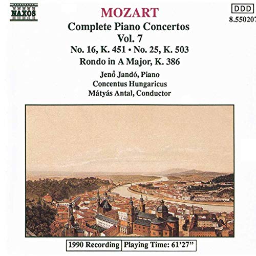 CD cover for Mozart piano concertos, volume 7, with landscape image.