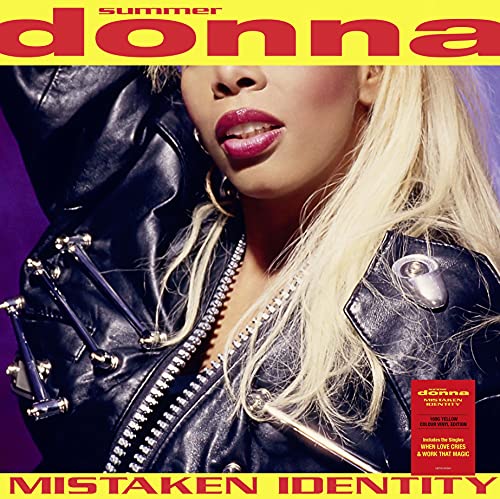Donna Summer album cover, “Mistaken Identity”, featuring a portrait of the singer.