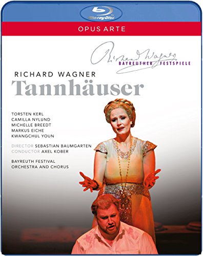 Blu-ray cover for Wagner’s *Tannhäuser* opera featuring two singers.