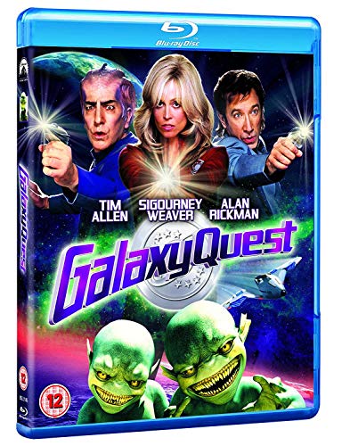 Galaxy Quest" Blu-ray cover featuring Tim Allen, Sigourney Weaver, and aliens.