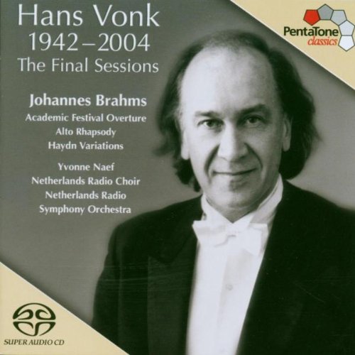 CD cover with black-and-white photo of man in tuxedo and white text listing musical works.
